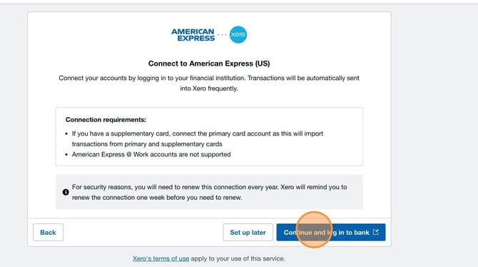 3. Click Continue and Log In To Bank