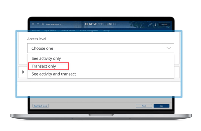 Transact Only Access in Chase | Accounting Prose