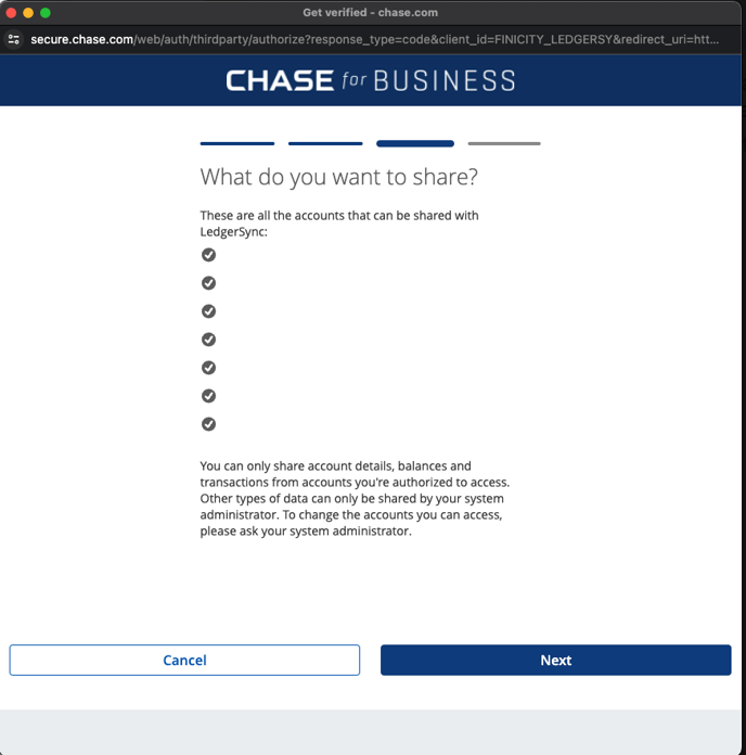 Select which accounts you want to be connected. 